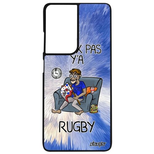 фото Защитный чехол на смартфон // samsung galaxy s21 ultra // "не могу - смотрю регби!" рисунок картинка, utaupia, голубой