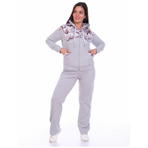 Костюм спортивный женский худи на молнии (серый / 58)