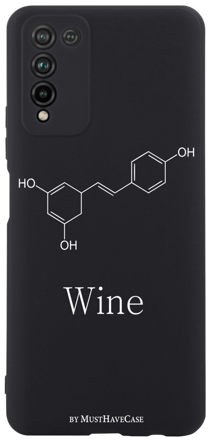 Черный силиконовый чехол MustHaveCase для Honor 10X Lite Молекула вина для Хонор 10 Икс Лайт