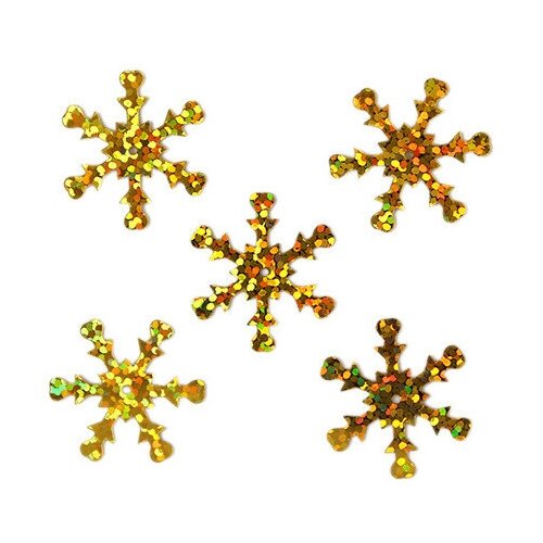 Пайетки Астра Снежинки 24 мм цвет A20 золото голограмма 10 упаковок по 10 грамм 182₽