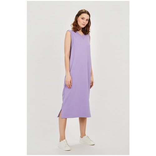 фото Платье-толстовка baon, свободный силуэт, макси, размер s, фиолетовый