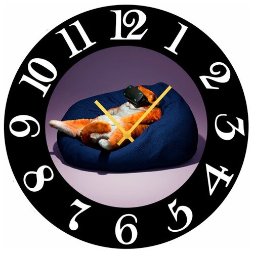 фото Svs настенные часы svs 3002599 кот в нирване