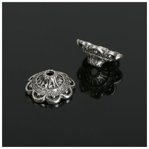 фото Queen fair шапочки для бусин (набор 10шт), 6х13,5 мм, цвет черненое серебро