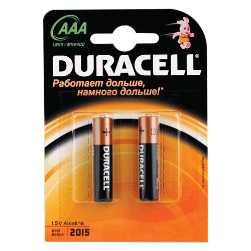 Duracell Элемент питания DURACELL ААА 2 шт. LR3 батарейки комплект 18 шт duracell basic aaa lr03 24а алкалиновые мизинчиковые блистер 81483686