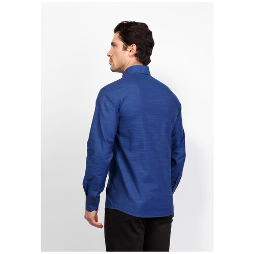 Рубашка мужская длинный рукав BERTHIER SICILYA8602421/Fit-Rb(0), Полуприталенный силуэт / Regular fit, цвет Синий, рост 174-184, размер ворота 39 синего цвета