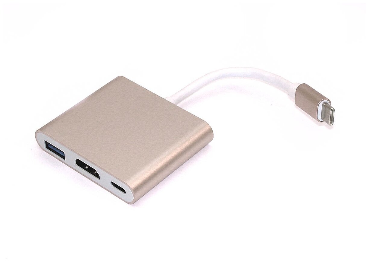 Адаптер Type-C на USB, HDMI 4K Type-С для MacBook золотой