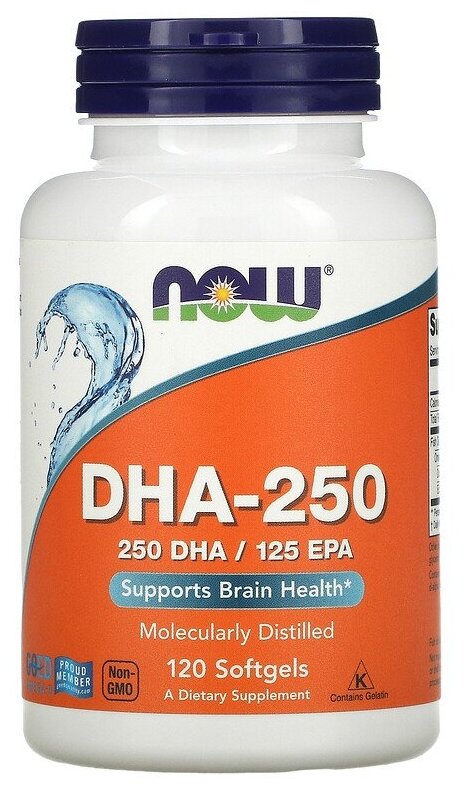 Капсулы NOW DHA-250, 150 г, 120 шт.