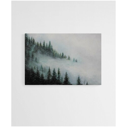 Современная картина Пейзаж с соснами 30Х40, масло