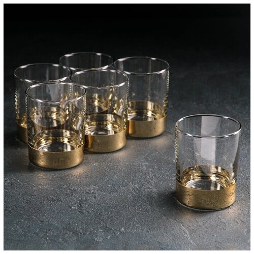 Гусь-хрустальный стекольный завод Набор стаканов для виски «Поло», 255 мл, 6 шт, золото