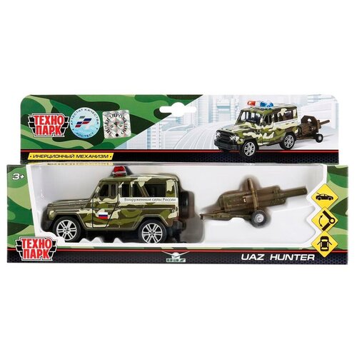фото Набор уаз hunter + пушка 11 см металл инерция технопарк