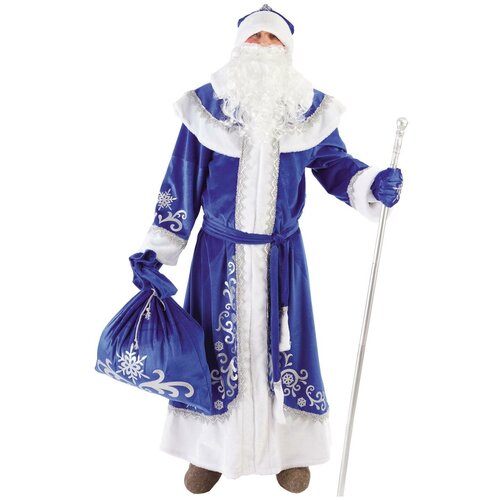 фото Карнавальный костюм дед мороз синий узор пуговка