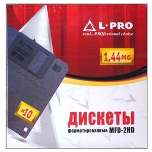 Дискеты форматированные 3.5 дюйма HD 1.44 Мб L-Pro, в картонной коробке 10 шт.