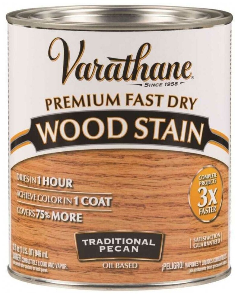 Морилка - Масло Для Дерева Varathane Premium Fast Dry Wood Stain традиционный орех 0,236л - фотография № 3