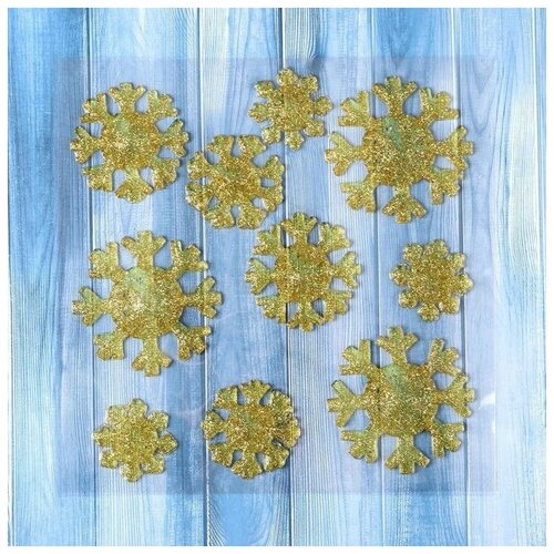 фото Наклейка на стекло "снежинки сияние" (набор 10 шт) 18,5х18,5 см mikimarket