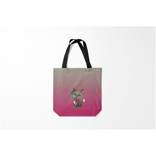 фото Сумка-шоппер / 40х40 см / звери / коты и кошки кошечка с бантиком burnettie