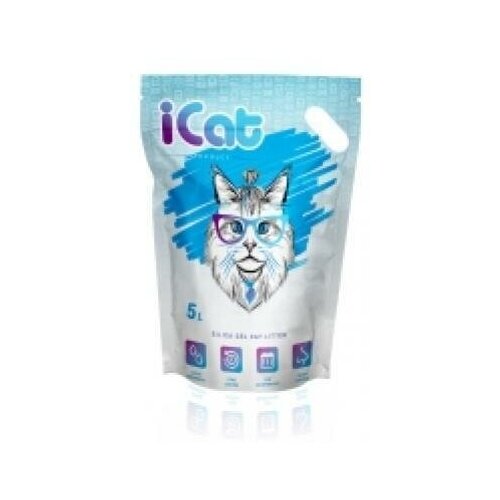 ICat силикагелевый наполнитель для кошачьих туалетов, без ароматизатора 5 л (2 шт)
