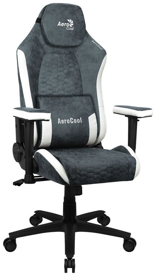 Кресло Aerocool CROWN AeroSuede Steel Blue (<150кг, ткань AeroSuede, 2 подушки, 2D подлокотник)