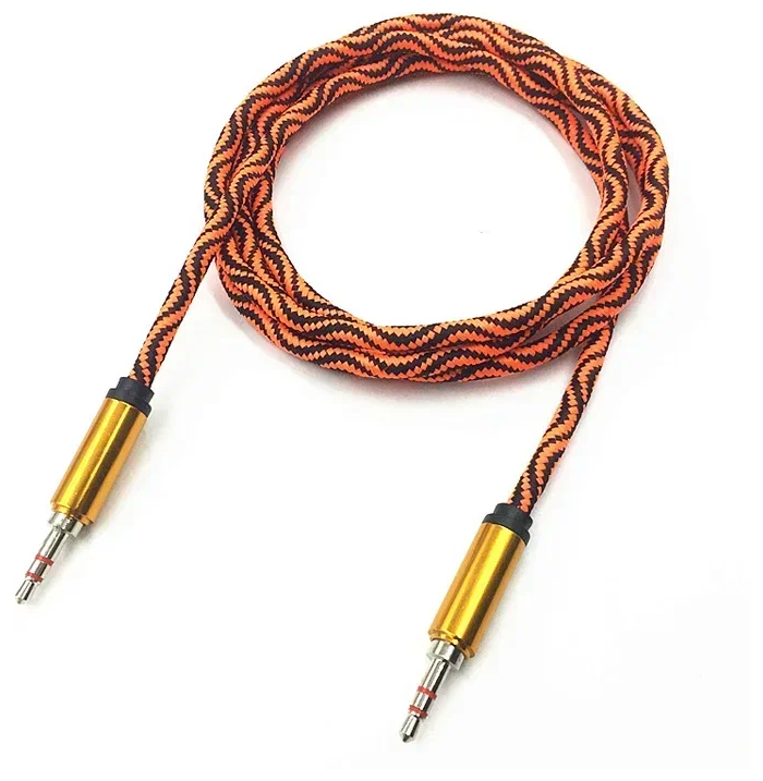 Аудио кабель AUX 2 м / AUX Кабель / Акустический провод аукс / Кабель aux jack 3.5 мм / оранжевый