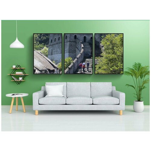 фото Набор модулных постеров для интерьера "великая китайская стена, оборонительные стены, строительство" 60x90 см. в тубусе, без рамки lotsprints