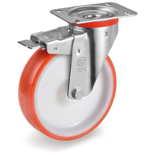 фото Колесо tellure rota 606603 поворотное с тормозом, диаметр 125мм, грузоподъемность 220кг, термопластичный полиуретан, полиамид