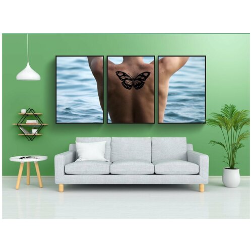 фото Набор модулных постеров для интерьера "человек, спина, тату" 60x90 см. в тубусе, без рамки lotsprints