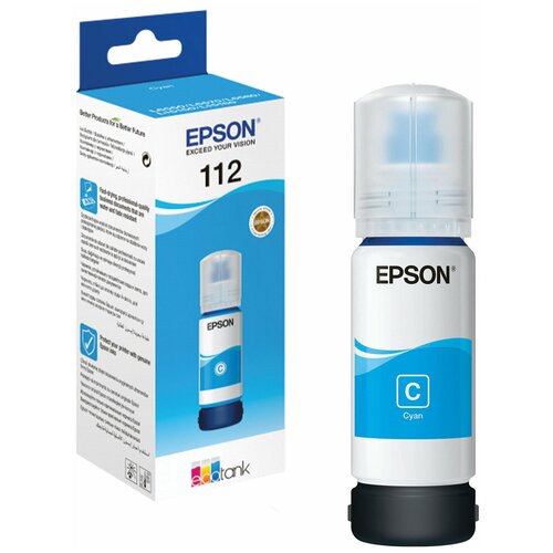 Чернила EPSON 112 (C13T06C24A) для СНПЧ EPSON L11160 /L15150 /L15160 /L6550/L6570, голубые, оригинальные чернила epson 112 c13t06c24a для снпч epson l11160 l15150 l15160 l6550 l6570 голубые