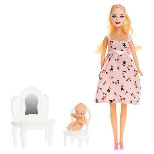 Кукла модель Беременная с малышом, с аксессуарами, микс, в пакете