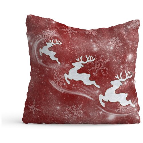 фото Декоративная подушка флис 35х35 см зимняя сказка красная sfer.tex 1713175