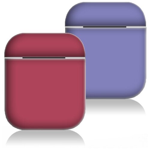 Комплект силиконовых чехлов Grand Price для AirPods (2 шт) малиновый и розовый
