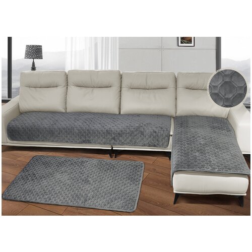 Набор ROMANCE велюровый довиль на диван и 2 кресла, цвет темно-серый