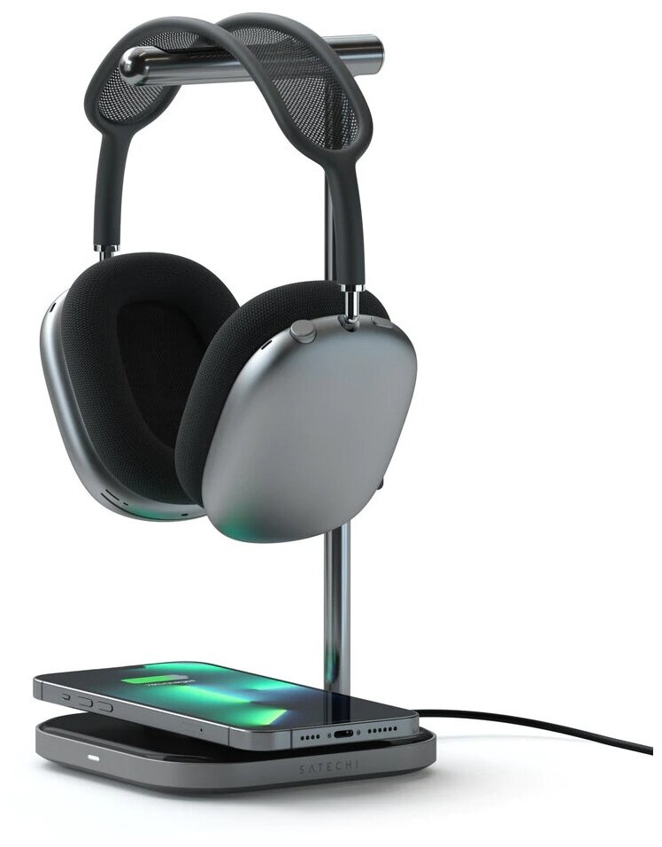 Satechi 2-in-1 Headphone Stand with Wireless Charger grey подставка под наушники