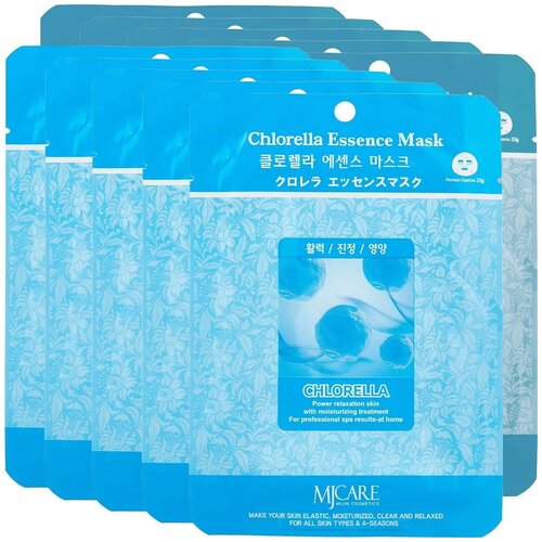 Купить Маска для лица тканевая с экстрактом хлореллы отрубей Mijin Chlorella Essence Mask, 23 г - 10 шт, MIJIN Cosmetics