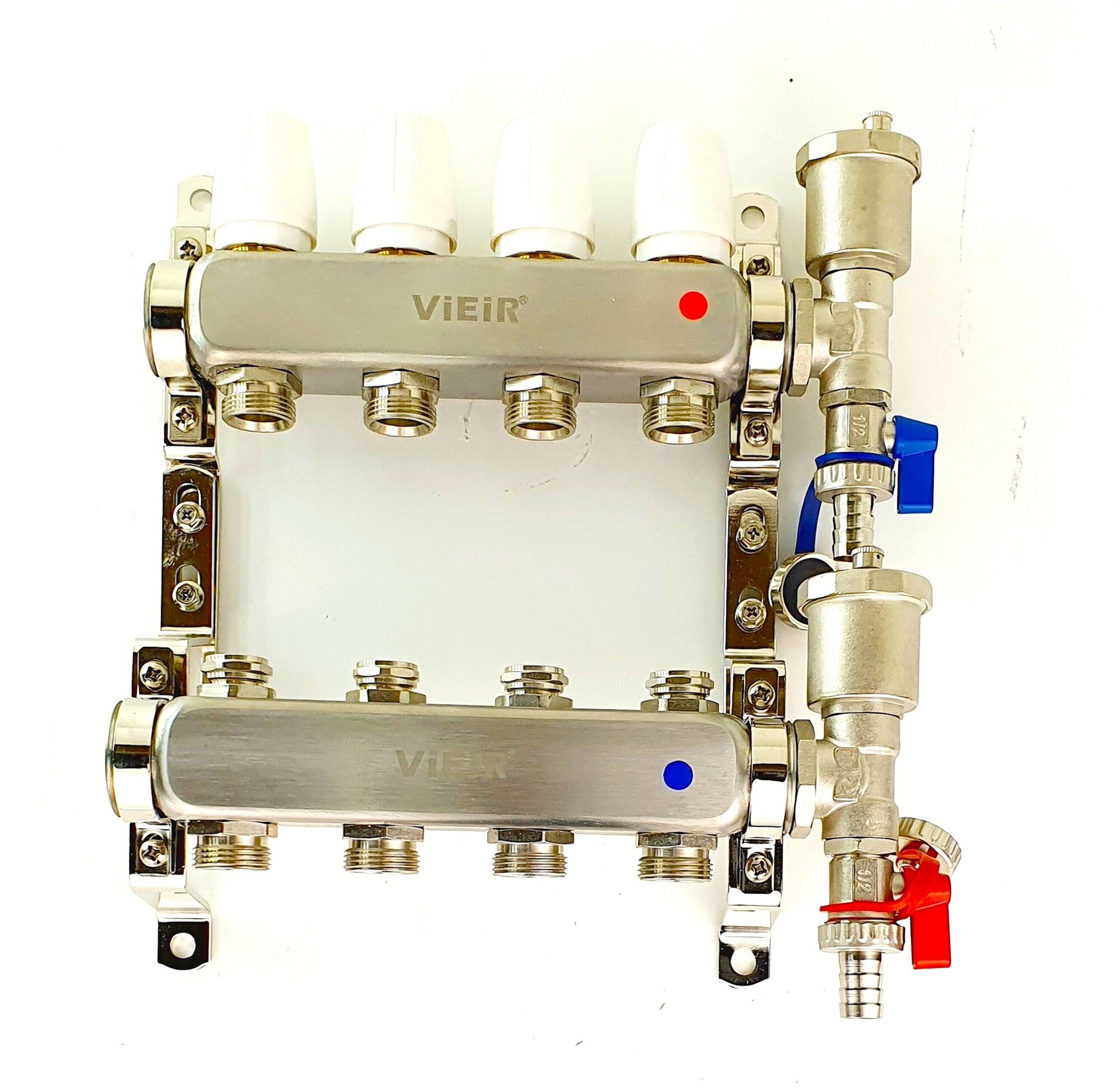 Коллектор для радиаторов 4 контура в сборе распределительный 1"x3/4" VIEIR
