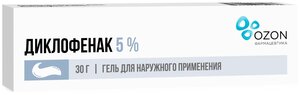 Диклофенак гель д/нар. прим., 5%, 30 г