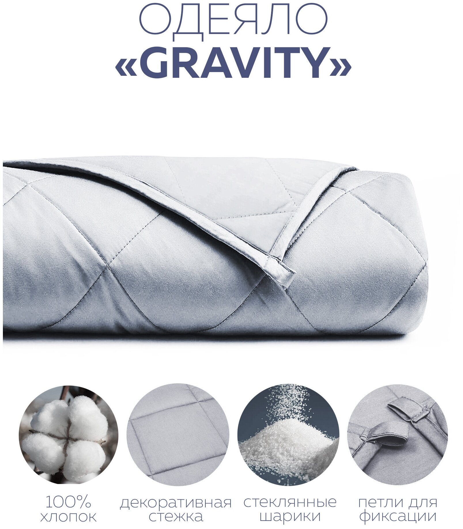 Утяжеленное одеяло Gravity (Гравити) Wellina, 172x205 см. серое 10 кг. / Сенсорное одеяло Gravity 172 x 205 см. 10 кг. (цвет серый)/ Тяжелое одеяло - фотография № 20