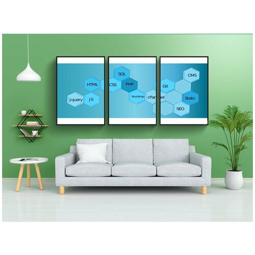 фото Набор модулных постеров для интерьера "графический, кодирование, дизайн" 60x90 см. в тубусе, без рамки lotsprints