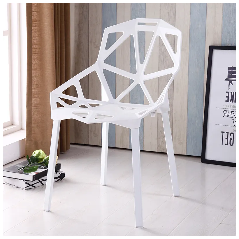 Комплект из четырех пластиковых стульев SC-105, белый - фотография № 2