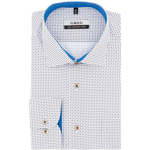 фото Рубашка мужская длинный рукав greg 123/111/3414/1, прямой силуэт / сlassic fit, цвет белый, рост 164-172, размер ворота 42