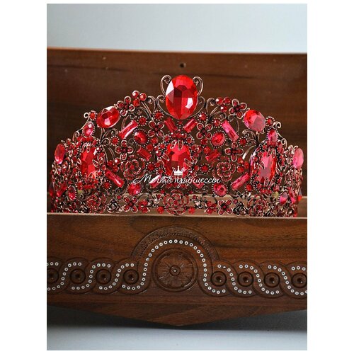 Диадема-корона, модель 2867 красный на колечках Мечта Принцессы ободок дизайн 2251 swarovski прозрачный на колечках мечта принцессы