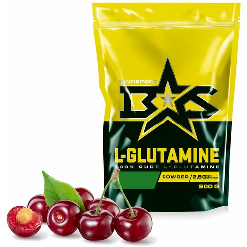 Л-Глутамин порошок Binasport L-GLUTAMINE (Глютамин) 200 г со вкусом вишни l glutamine l глутамин 500 мг 120 капсул