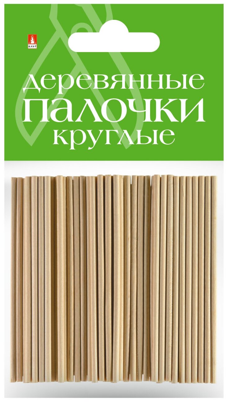 Деревянные палочки круглые 10 СМ, Ø 3 ММ, 50 ШТ, Арт. 2-741/04