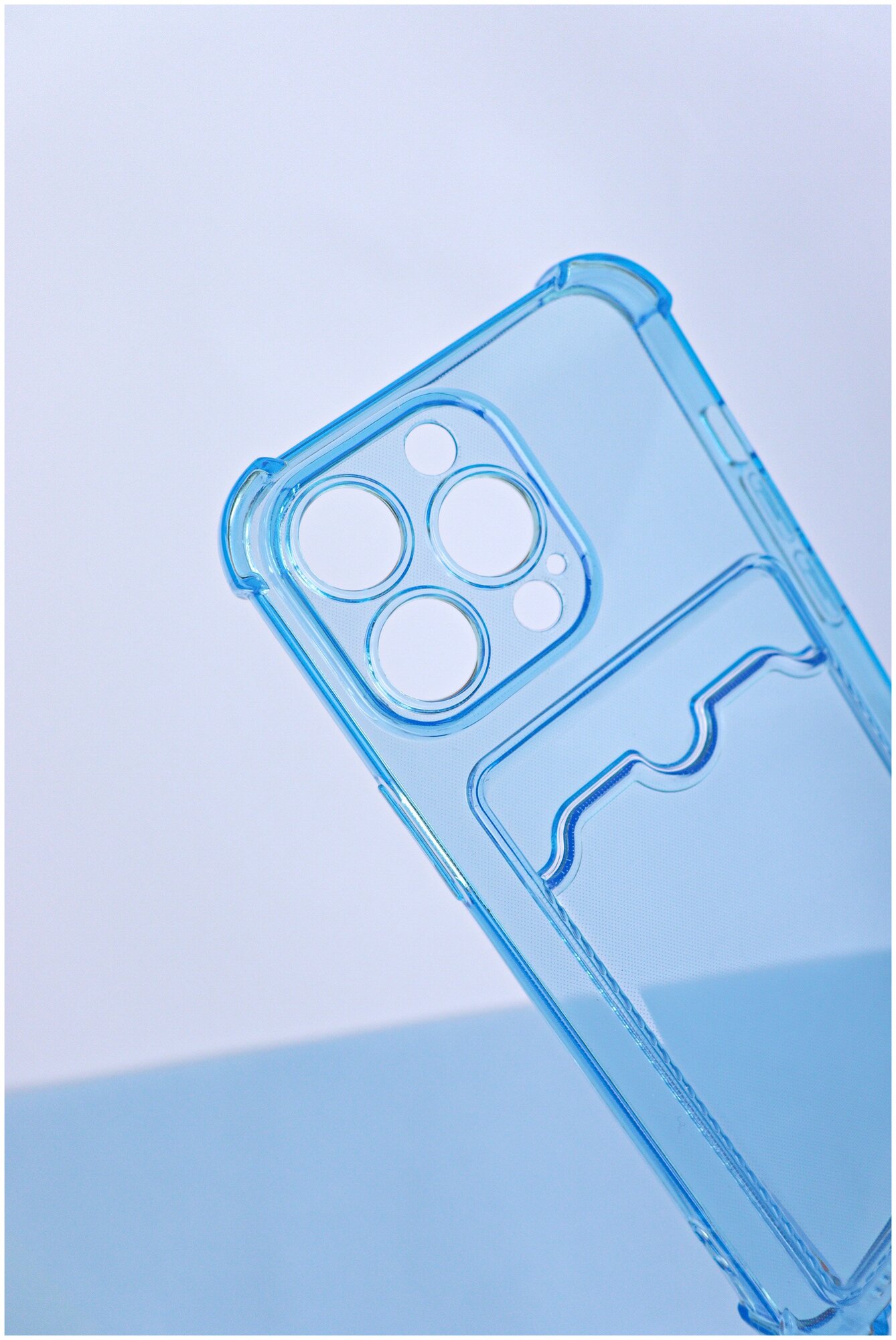 Чехол LuxCase для APPLE iPhone 13 Pro TPU с картхолдером Transparent-Blue 63536 - фото №4