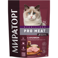 Полнорационный сухой корм мираторг Sterilised PRO MEAT c кроликом для стерилизованных кошек старше 1 года 0,4 кг