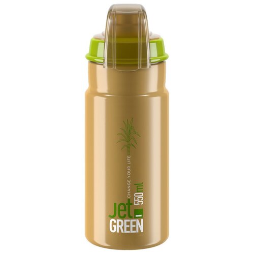 Фляга велосипедная Elite JET Green PLUS, защитный колпак, 550 ml, коричневая