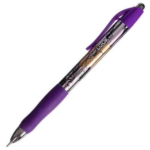 Ручка шариковая автоматическая 0,7мм синяя масляная,Vinson корпус микс резиновым держателем,штрихкод