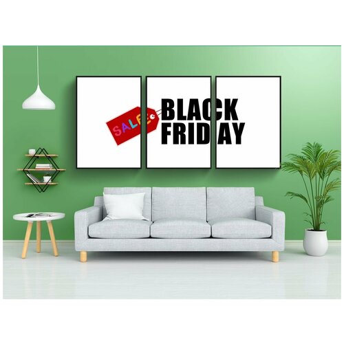 фото Набор модулных постеров для интерьера "black friday, черный день, торговаться" 60x90 см. в тубусе, без рамки lotsprints