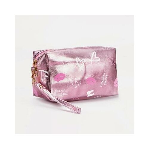 фото Косметичка на молнии, с ручкой, цвет розовый noname