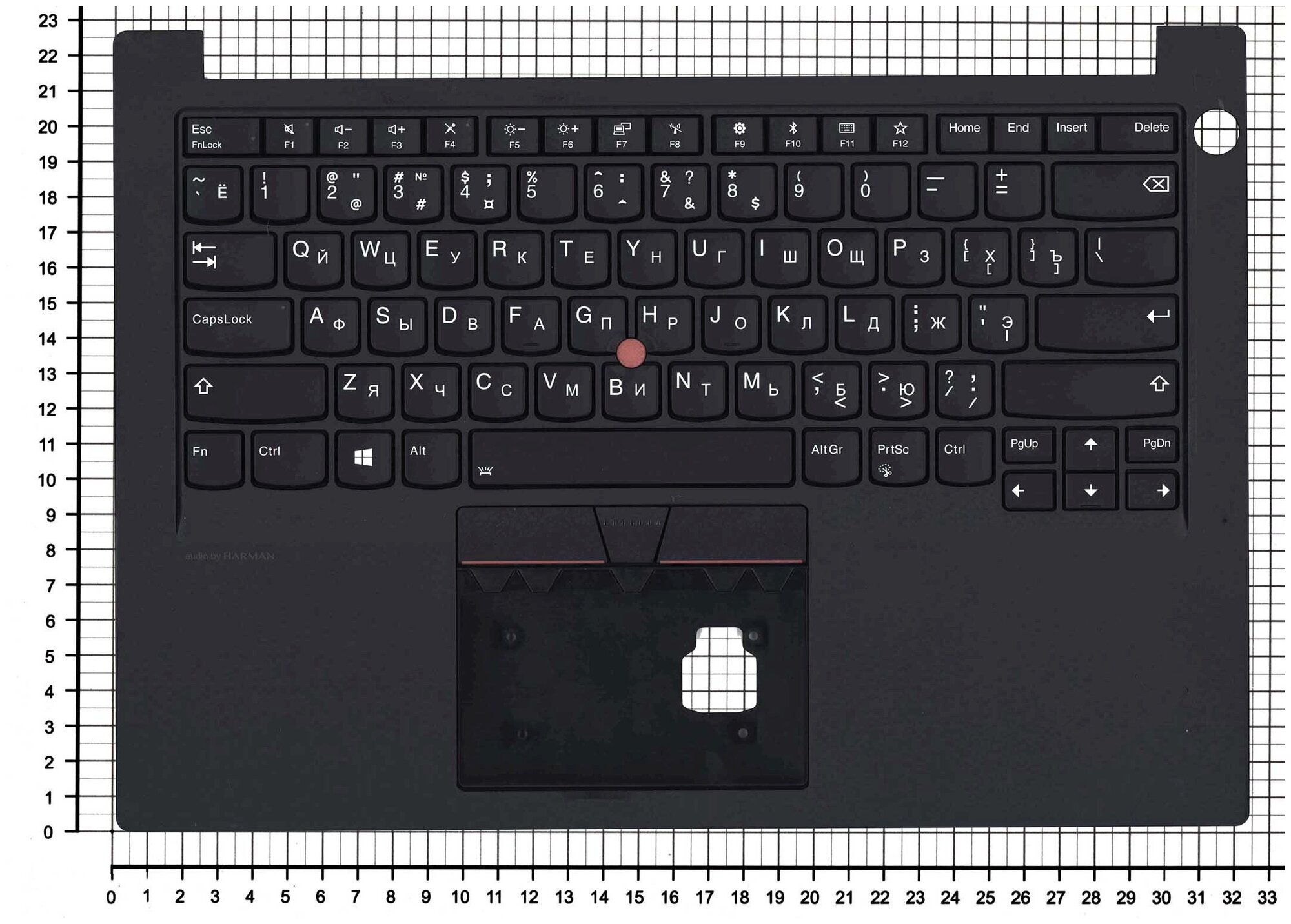 Клавиатура для ноутбука Lenovo ThinkPad E14 черная с черным топкейсом