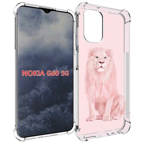 Чехол MyPads Розовый-лев для Nokia G60 5G задняя-панель-накладка-бампер