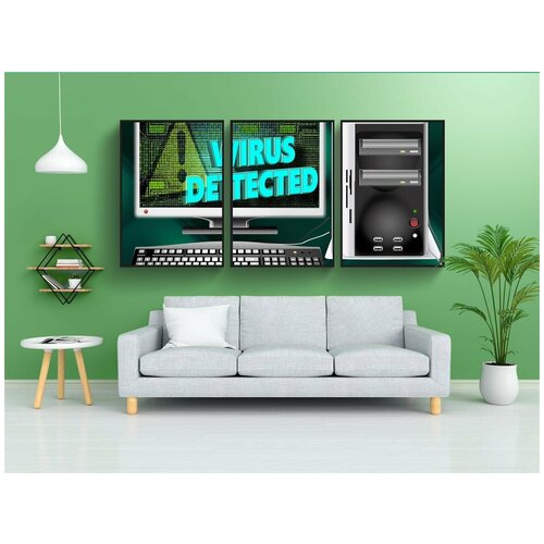 фото Набор модулных постеров для интерьера "компьютер, вирус, троян" 60x90 см. в тубусе, без рамки lotsprints